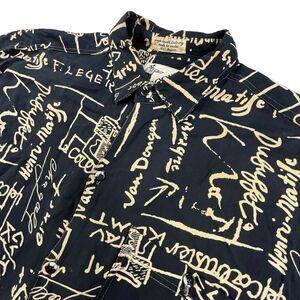 Vintage Goouch Shirt Size XL Artist Graffiti All Over Print Artistic Black Rayon